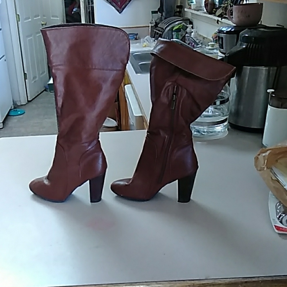 Brown heeled boots